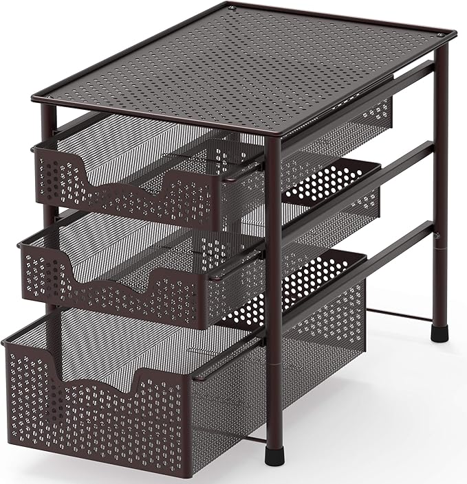 Simple Houseware Stackable 3 Tier Sliding Basket + Single Tier Sliding Basket