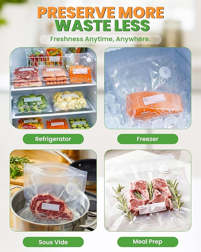 Compact Vacuum Sealer for Food: Powerful Handheld Vacuum Sealer Machine & 30 Reusable Vacuum Bags, With LED Display & Detachable Water Tank, Portable Food Sealer, Seal Meal Saver