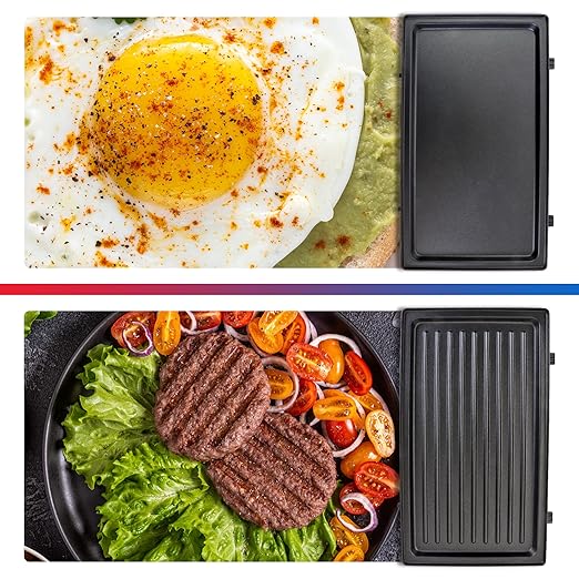 Total Chef 4-in-1 Interchangeable Cooking Surfaces, Countertop Grill Plus Open Griddle, Sandwich Press, Waffle Maker, Healthy Family Cooking, Home, Dorm or RV, BPA Free