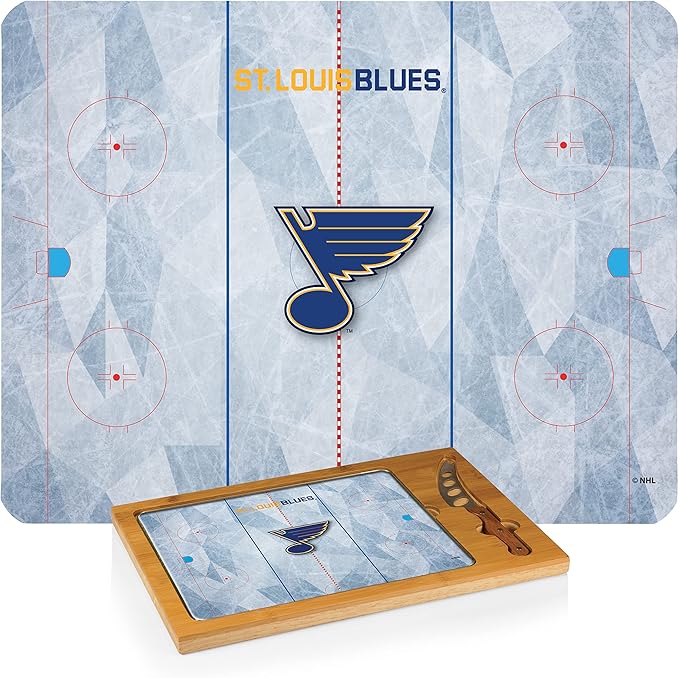 PICNIC TIME NHL unisex-adult NHL Icon Glass Top Cutting Board & Knife Set