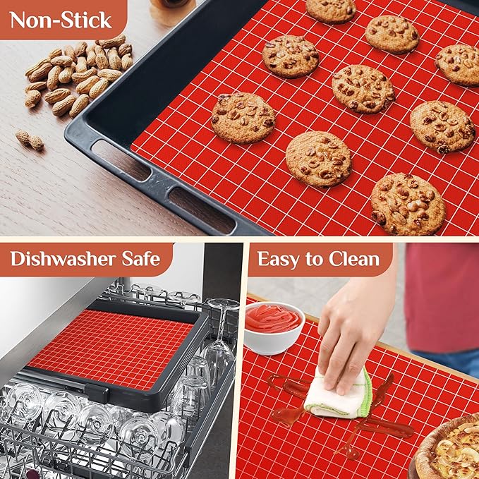 Silicone Baking Mat, 12 IN x 10 FT Free Cutting Baking Sheet,Non-Stick Reusable Dough & Pastry Mat,Non-Slip Silicone Mat Roll for Air Fryer Liner,Freeze Dryer,Oven Baking Pan,Kitchen Counter