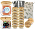 Oui Yogurt Jar Lids Bamboo Tree of Life – 24-Pack Bamboo Lids for Oui Jars with Silicone Seal – Airtight Oui Jar Covers for Yogurt Glass Jars – Labels & Cotton Storage Bag Included