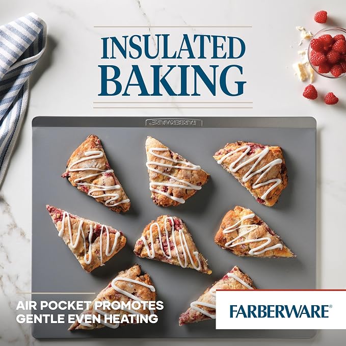 Farberware GOLDEN BAKE Nonstick Jumbo Cookie Sheet, Cookie Sheets for Baking Nonstick, 15.5-Inch x 20-Inch, Light Gray
