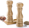 Wooden Salt and Pepper Grinder Set, Manual Salt and Pepper Mill with Ceramic/Stainless Steel Core, Refillable Salt Grinder with External Adjustable Coarseness, 9” Tall (Beech)
