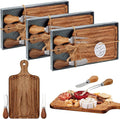 Ziliny 3 Sets Bridal Baby Shower Cheese Prizes Wooden Square Board Gift Set Knives Forks Thank You Tags with Box for Guests for Valentines Bridal Baby Shower Housewarming (Acacia Color)