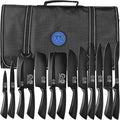 XYJ Knives,Professional Knife Sets for Master Chefs,Meat Cleaver Butcher for Camping,Chef Knife Set with Bag (Full Black)