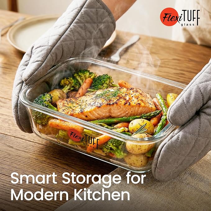 24pcs Set Food Storage Containers (12 Airtight & 12 Lids) | Glass Meal Prep Containers | Lunch Box | BPA Free, Leakproof Lids, Dishwasher, Microwave & Freezer Safe for Kitchen