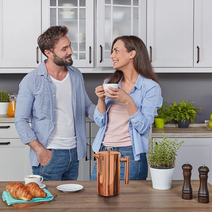 Mixpresso Stainless Steel French Press Coffee Maker 26 Oz 770 ml, Double Wall Insulated French Press Stainless Steel, Easy Clean Tea Brewer, Easy Press Durable Metal Coffee Press
