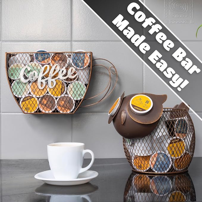 Made Easy Kit Coffee Pod Organizer - Home Coffee Bar Functional Décor - Café Station Countertop Storage Accessories (Bulldog)