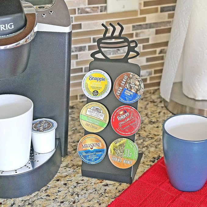 Coffee Pod Holder for Countertop – 6 Slot K-Cup Holder for Small Spaces, Compact Storage, Metal Stand for K-Cups, Pods, & Coffee Accessories