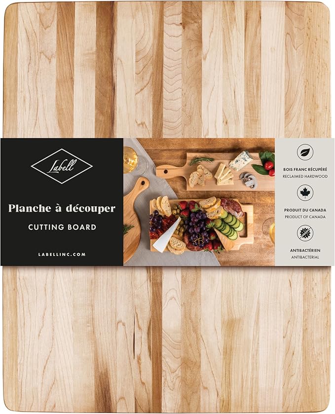 Labell Large Maple Cutting Board with Angled Finish, 16x20x0.75in