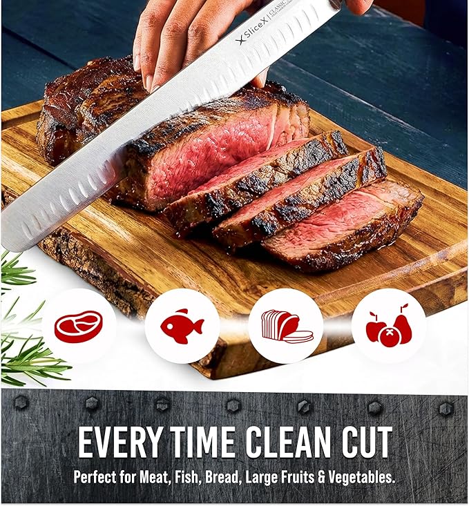 Bright Hobby Brisket Slicing Knife – 12" Brisket Knife, BBQ, Grilling Gifts For Men – Razor Sharp German Steel, Full Tang, Ergonomic Handle