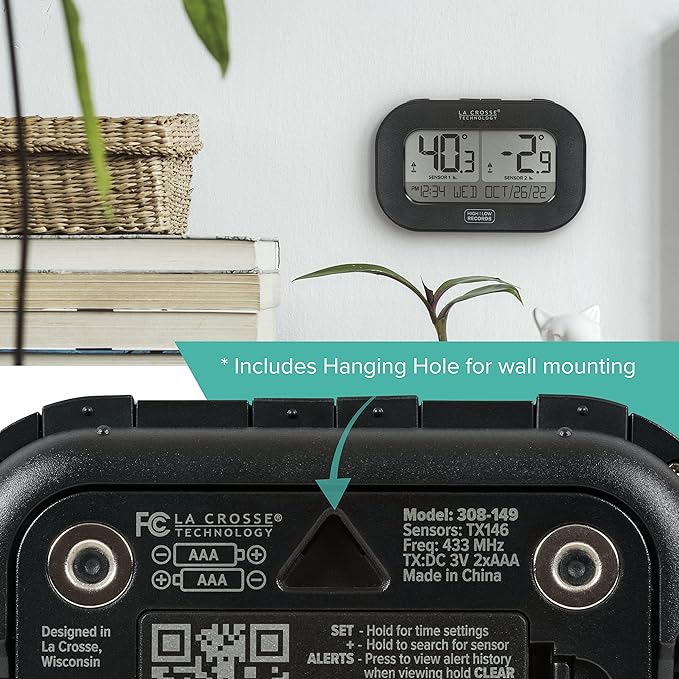 La Crosse Technology 308-04747-INT Wireless Refrigerator/Freezer Kitchen Thermometers with Magnetic Back