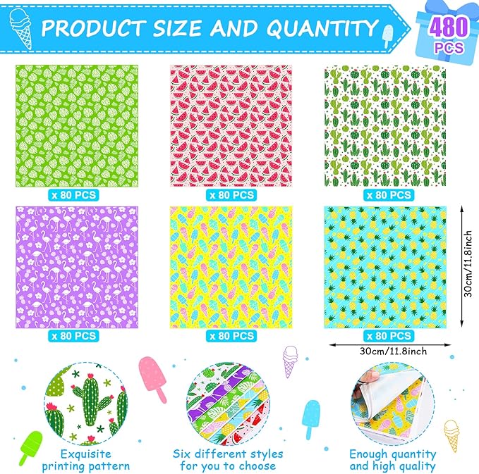 480Pcs Wax Paper Dry Waxed Deli Paper Sheets 12x12 inch Sandwich Wrap Parchment Papers Burger Wrapper Food Wrapping Papers Basket Liner for Food Home Kitchen Picnic Carnival Summer Beach Party Favors