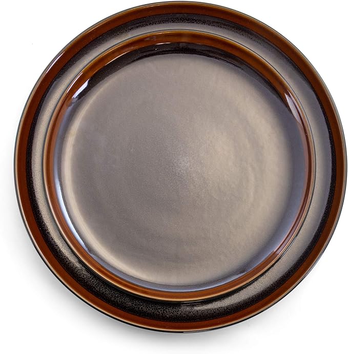 Elama Midnight Beach 16 Piece Dinnerware Set in Metallic Black