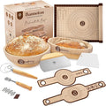 ABIOTO Sourdough Bread Baking Kit - 17-Piece Artisan Set with 10" Round & 11" Oval Rattan Baskets, Slings, Baking Mat, Bread Lame, Danish Whisk & Scrapers