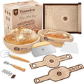 ABIOTO Sourdough Bread Baking Kit - 17-Piece Artisan Set with 9" Round & 10" Oval Rattan Baskets, Slings, Baking Mat, Bread Lame, Danish Whisk & Scrapers
