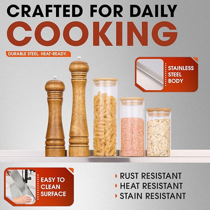 30 Inch Magnetic Stove Top Shelf - Stainless Steel Over Stove Storage Rack for Spices & Condiments - Tool-Free Fit for Flat & Curved Stoves