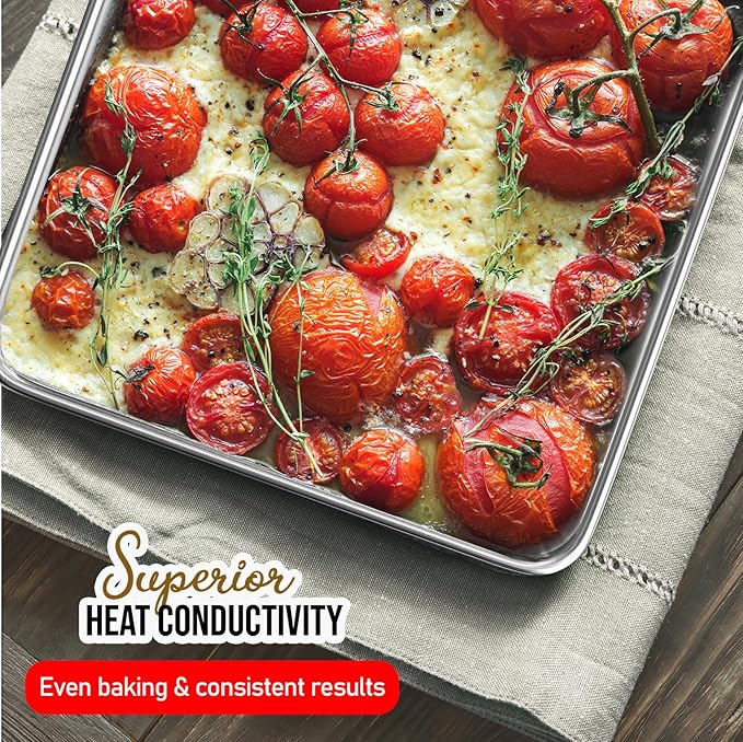 Eatex Aluminum Baking Sheet Set, 2 Pack Cookie Sheet Set, 21” x 15” Large Baking Pan Set, Cookie Sheets for Baking Nonstick, Baking Pans Set, Steel Baking Sheets for Oven, Big Sheet Pans for Baking