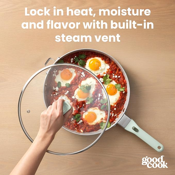 GoodCook 12-Inch Cover for Removable Handle Cookware, Lid Fits Most 12-Inch Frypans