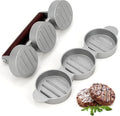 Boxiki Kitchen Mini Burger Press 3 Slot Slider Patty Maker for Hamburgers Veggie Burgers BBQ Compact Aluminum Press with Wooden Handle Dishwasher Safe Triple Patty Mold for Beef Turkey Sliders