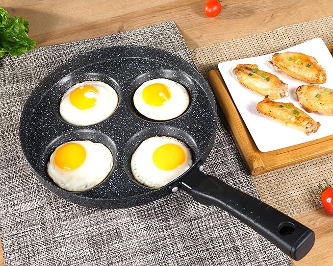 MyLifeUNIT Nonstick Egg Frying Pan and 4 Cup Egg Pan Bundle for Breakfast, Pancake, Hamburger, Sandwiches, Suitable for Gas Stove & Induction Cookware