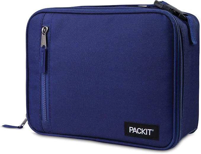 PackIt(R) Freezable Classic Lunch Box, True Blue, Built with EcoFreeze(R) Technology, Collapsible, Reusable, Zip Closure With Front Pocket and Buckle Handle, For Work Lunches and Fresh Lunch On the Go