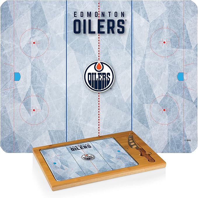 PICNIC TIME NHL unisex-adult NHL Icon Glass Top Cutting Board & Knife Set