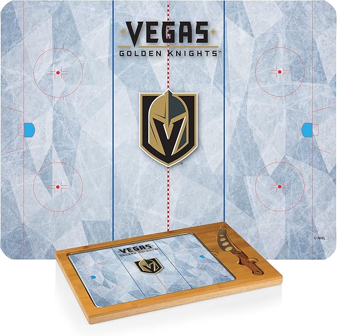 PICNIC TIME NHL unisex-adult NHL Icon Glass Top Cutting Board & Knife Set