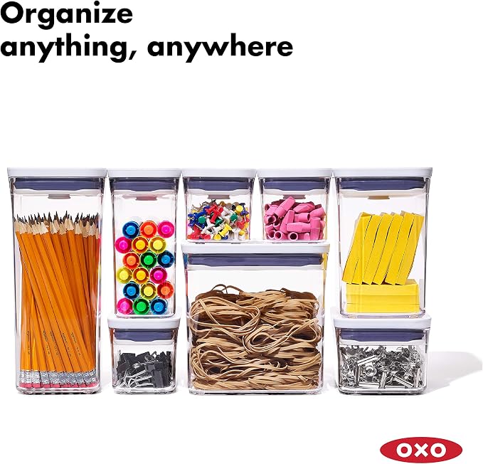 OXO Good Grips POP Container Set (3-PC Small Square Short + 1.7 Qt Rectangle) | White/Grey