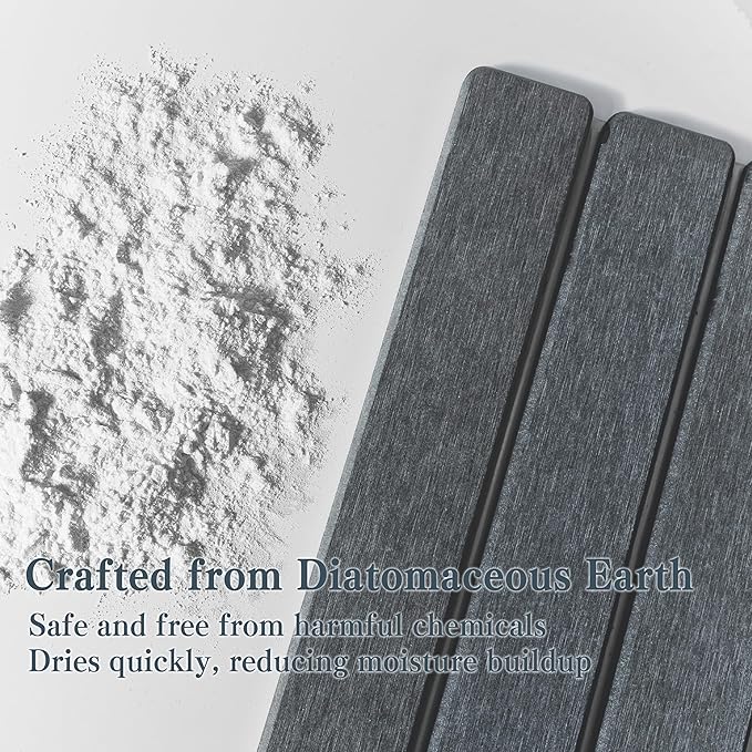 2pcs Stone Dish Drying Mat for Kitchen Counter, Quick-Dry Diatomaceous Earth Water Absorbent Pad & Countertop Drainer, Home Essentials for Bath and Pets - Dark Grey, 24x16’’ & 8x4’’