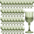 7OZ Plastic Wine Glasses, Reusable Vintage Goblets Unbreakable Drinking Glasses Crystal Water Cups Champagne for Wedding, Parties (100, Light Green)