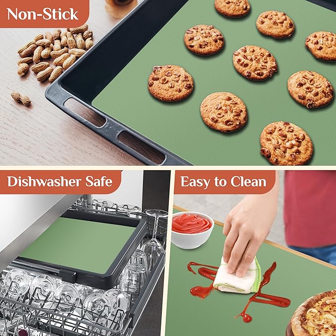 Silicone Baking Mat, 12 IN x 10 FT Free Cutting Baking Sheet,Non-Stick Reusable Dough & Pastry Mat,Non-Slip Silicone Mat Roll for Air Fryer Liner,Freeze Dryer,Oven Baking Pan,Kitchen Counter