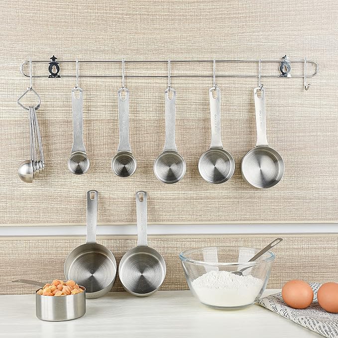 Smithcraft Measuring Cups and Spoons Set, 18/8 Stainless Steel Measuring Cups and Spoons for Kitchen & Baking, Heavy Duty Metric & US 8 Measuring cups, 9 Measuring Spoons Set