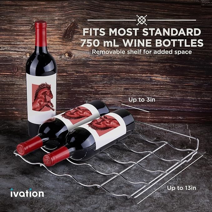 Ivation Premium 8 Bottle Horizontal Thermoelectric Wine Cooler/Chiller Counter Top Red & White Wine Cellar w/Digital Temperature, Freestanding Refrigerator Quiet Operation Fridge
