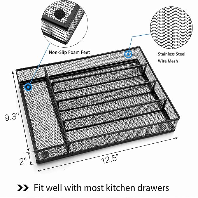 LIANYU 60-Piece Silverware Flatware Set with Organizer Tray, Stainless Steel Square Cutlery Set for 12, Reusable Eating Utensils Tableware, Dishwasher Safe