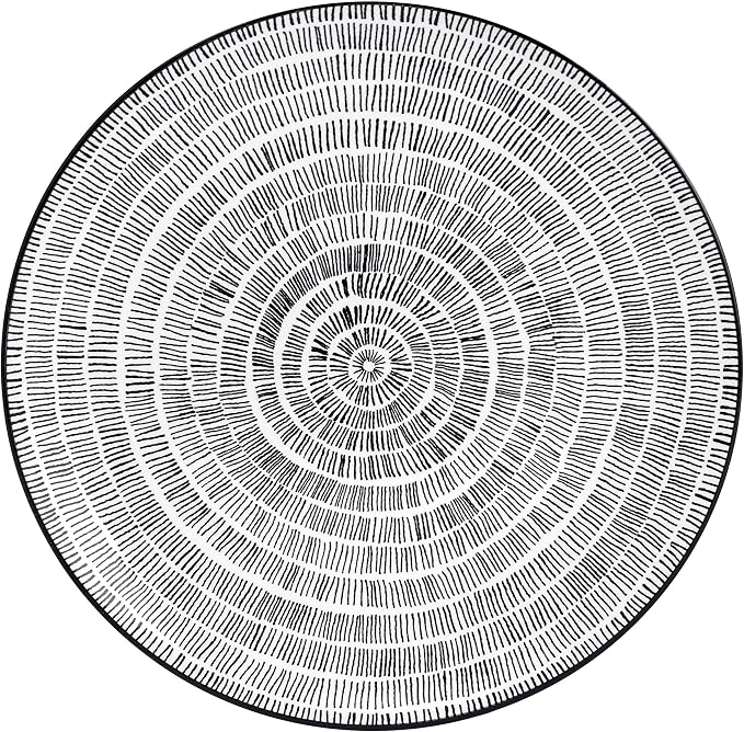 Pfaltzgraff Sketch Serenade Geometric 12 Piece Plates Bowls Dinnerware Set, Black and White