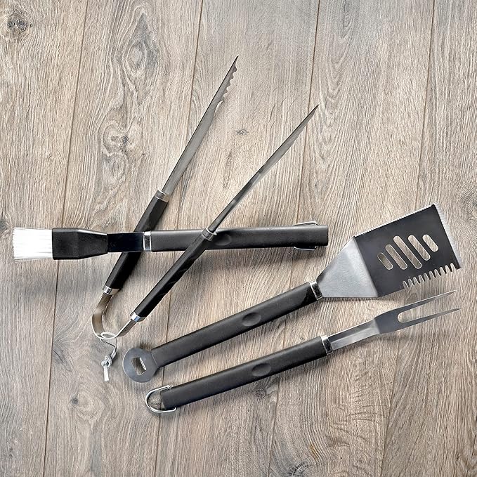 Mr. Bar-B-Q, Inc. 02466Y Plastic Finger Grip 4-Piece Tool Set, Black