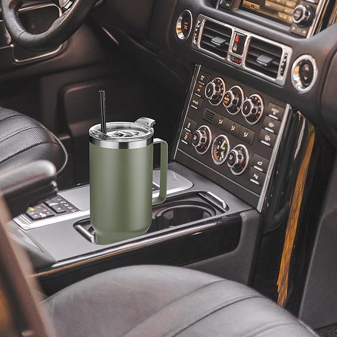 HASLE OUTFITTERS 40 oz Stainless Steel Tumbler with Handle, Vacuum Insulated Tumblers Bulk, Reusable Double Wall Travel Coffee Mug, Durable Powder Coated Water Bottle(Army Green, 1)