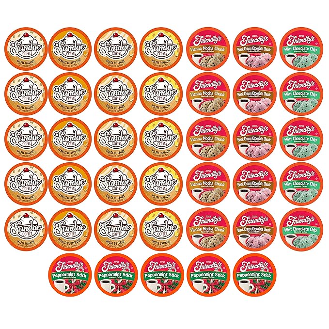 Two Rivers Coffee Ice Cream Flavored Coffee Pods, Variety Sampler Pack for Keurig 2.0 K Cup Brewers, 40 Count