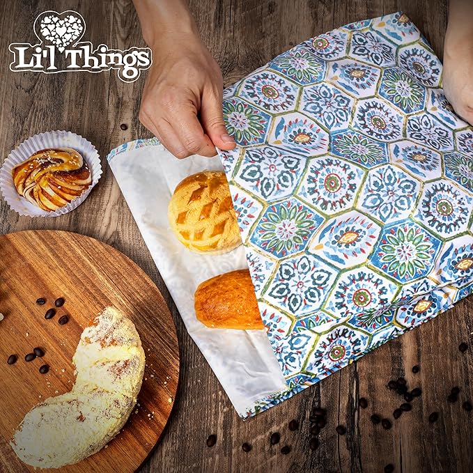 Sourdough Bread Bag – Reusable Beeswax Bread Storage Bags 2.0 (2 Sizes) for Homemade & Artisan Loaves, Cotton-Lined Bread Keeper, Plastic-Free Kitchen Storage – Suzani