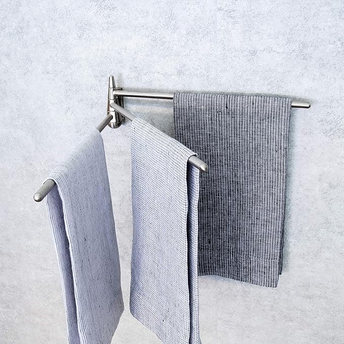 Better Houseware 2490 Wall-Mounted 3-Arm Stainless-Steel Towel Bar