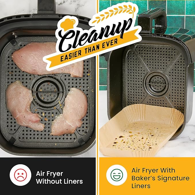 Air Fryer Liners for Ninja Foodi Dual – 125Pcs Disposable Parchment Paper for Ninja DZ201 DZ401, Instant Pot Vortex Plus, PowerXL Vortex – Non-Stick and Oil Proof for Easy Cleanup by Baker's Signature