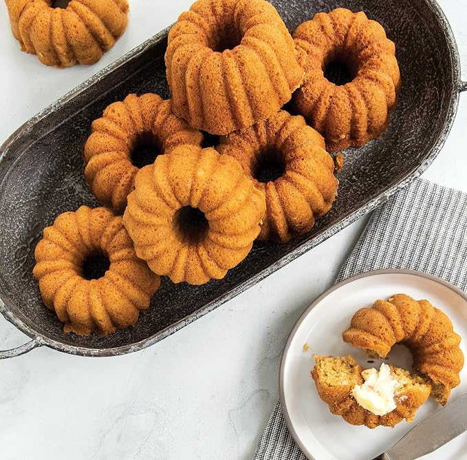 Nordic Ware Anniversary Bundtlette Pan, One Size, Gold (Pack of 3)