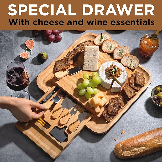 Personalized Charcuterie Board Gift Set - Custom Engraved Bamboo Cheese Board with Knife Set, Monogrammed Serving Platter for Wedding, Anniversary, House Warming Gifts New Home, Birthday, Mothers Day