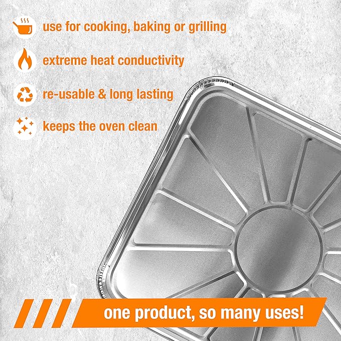 Plasticpro Disposable Foil oven liner Reusable Oven Drip Pan - Tray for Cooking and Baking Pack of 5