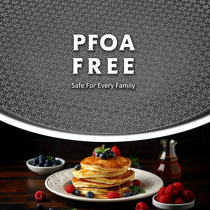 SNOWCLAD Crepe Pan,12 in Nonstick Crepe Pan, Stainless Steel Flat Skillet,Non Stick Dosa Tawa Comales Para Tortillas Pancake Pan,Dishwasher and Oven Safe Cookware,Induction Compatible, PFOA Free