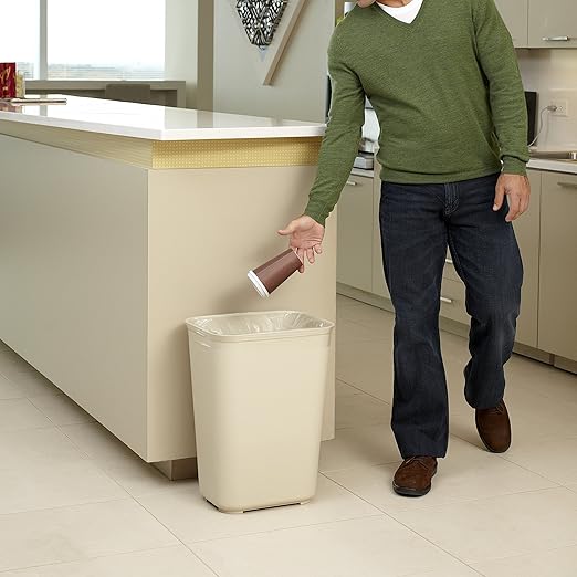 Rubbermaid Commercial Products Fire Resistant Wastebasket 40 Qt/10 Gal Beige, for Hospitals/Schools/Hotels/Offices